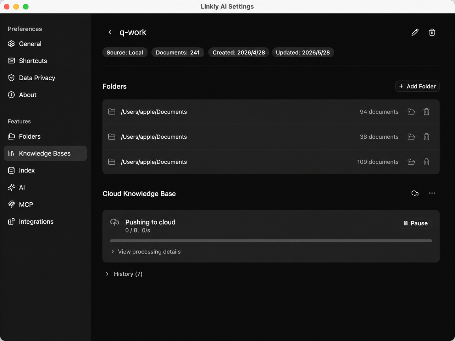 Push a knowledge base to the cloud