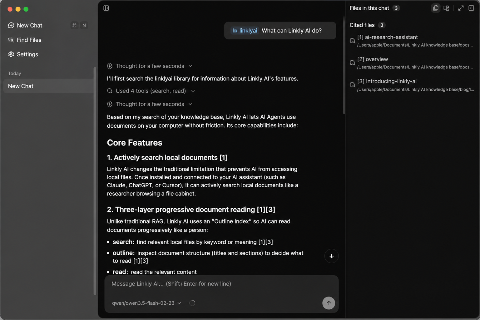 Verifiable citations and files in Linkly AI Chat