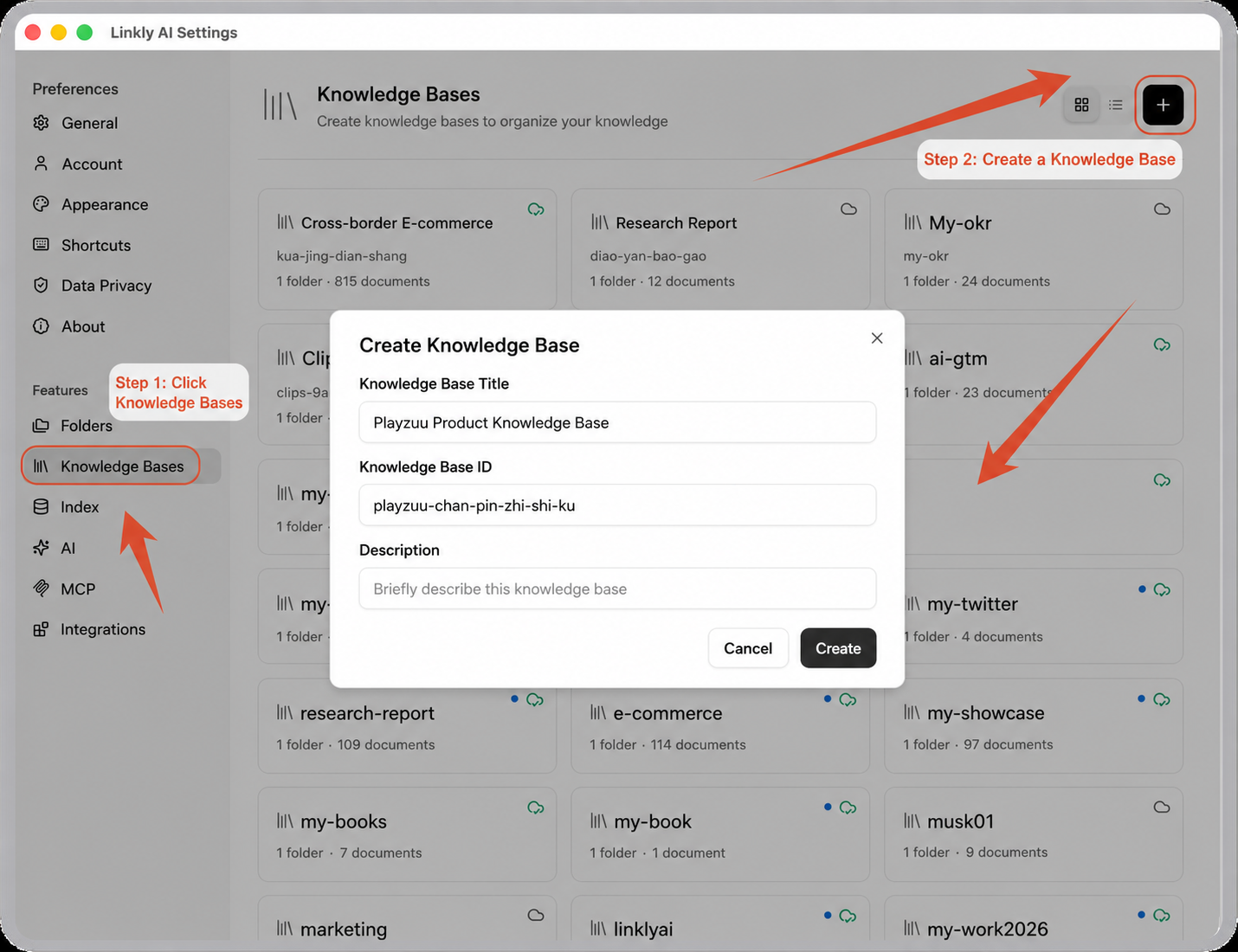 Create a product knowledge base in Linkly AI